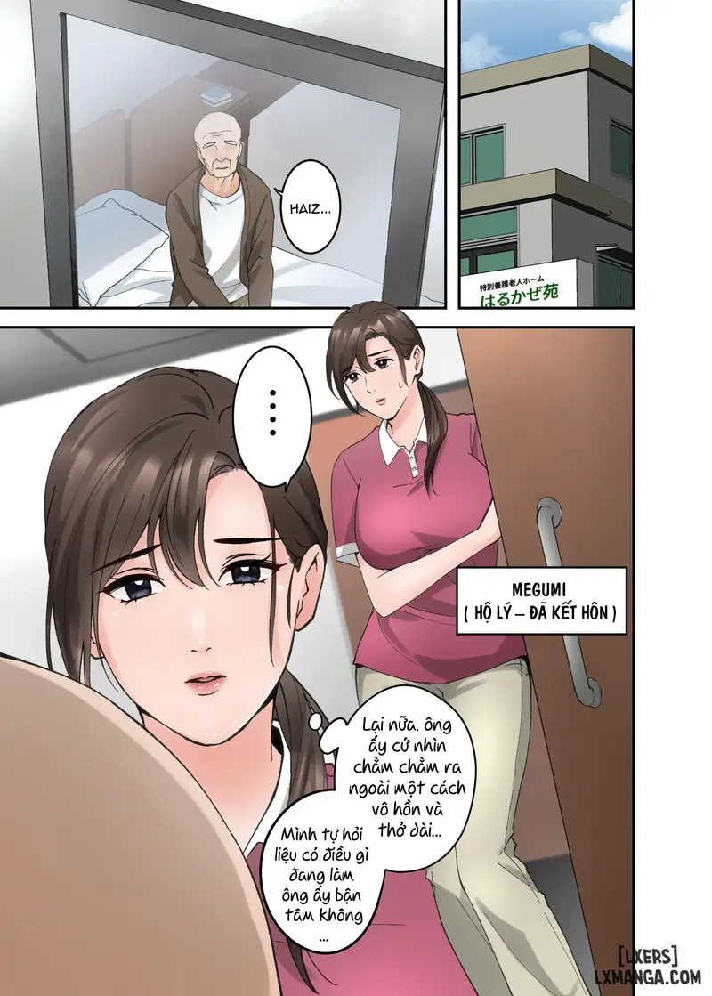 Hitozuma no Kaigoshi ga Yoboyobo Jii-san ni Ikasare Makuru Hanashi- Truyện Màu - Chapter 1 trang 2