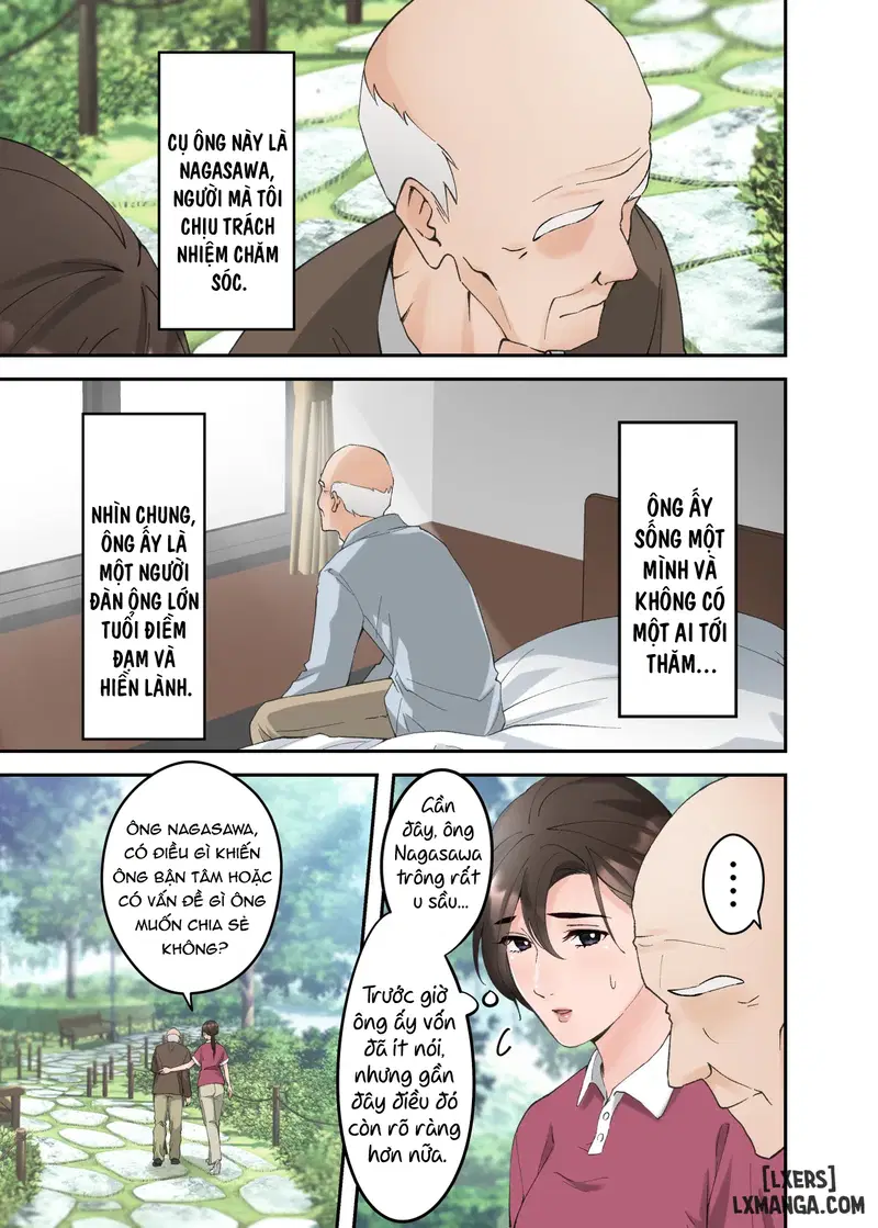 Hitozuma no Kaigoshi ga Yoboyobo Jii-san ni Ikasare Makuru Hanashi- Truyện Màu - Chapter 1 trang 4