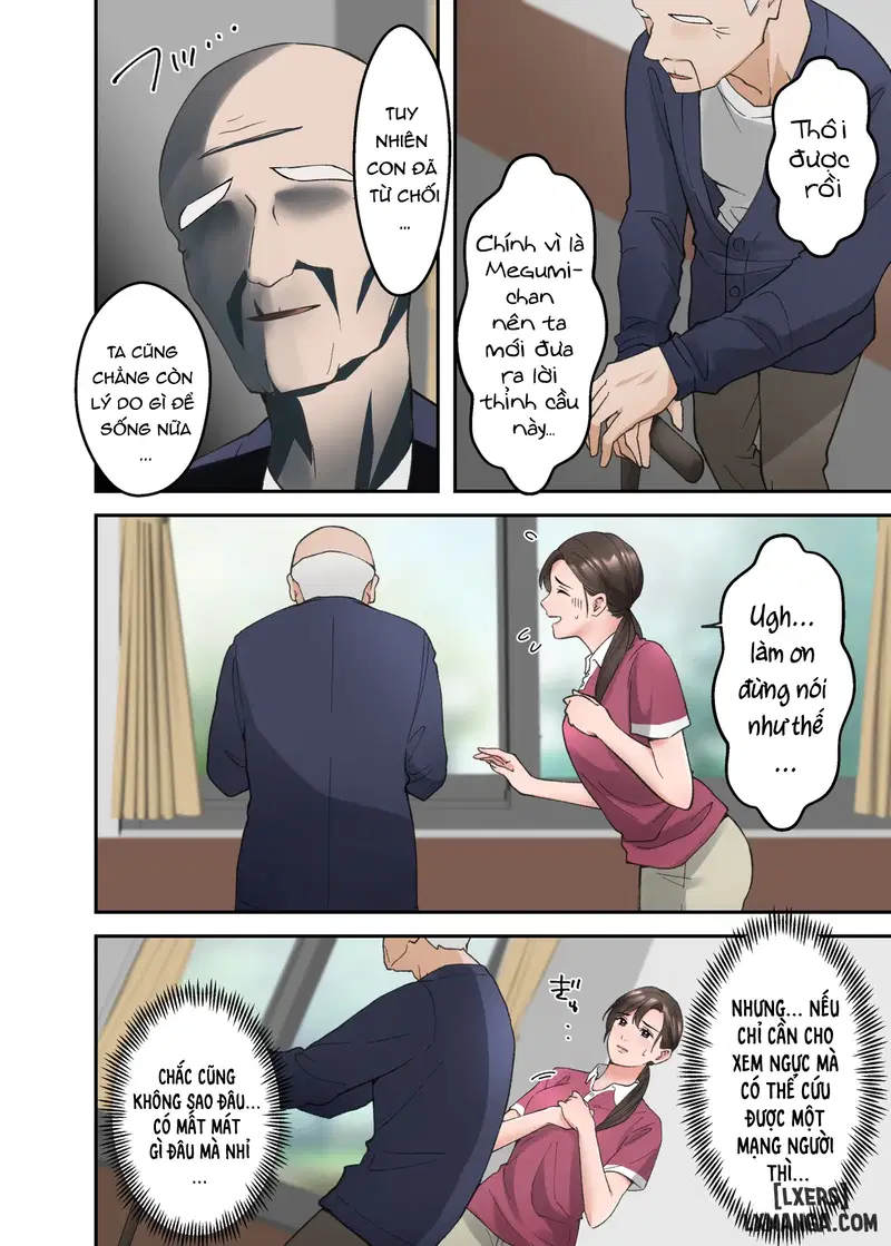 Hitozuma no Kaigoshi ga Yoboyobo Jii-san ni Ikasare Makuru Hanashi- Truyện Màu - Chapter 1 trang 9